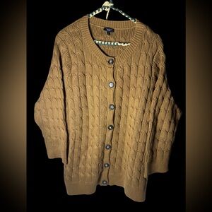 Talbots Women's Cable Knit Cardigan - Brown